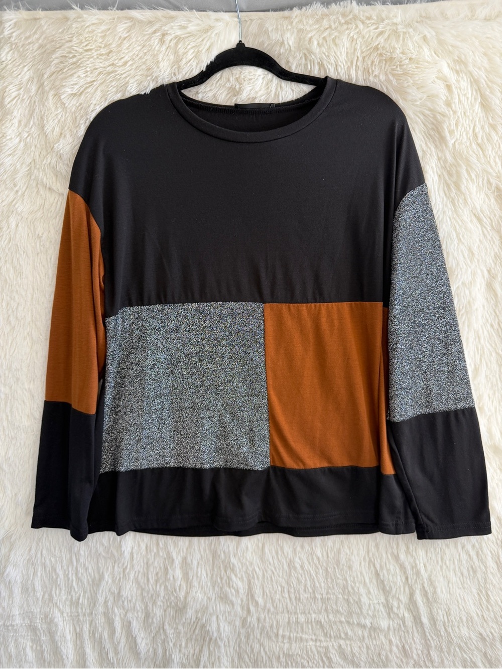 Emery Rose Womens Whimsigoth Colourblock Patchwork Top Size L Black Goblincore